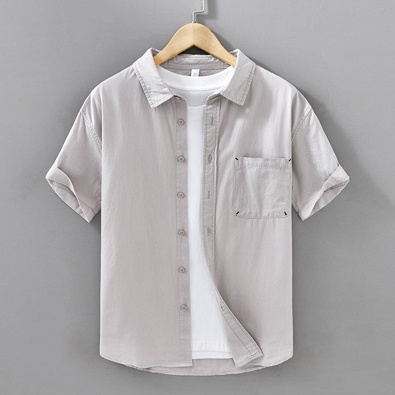 Men's Cotton Casual Shirt in Fog Gray - Relient