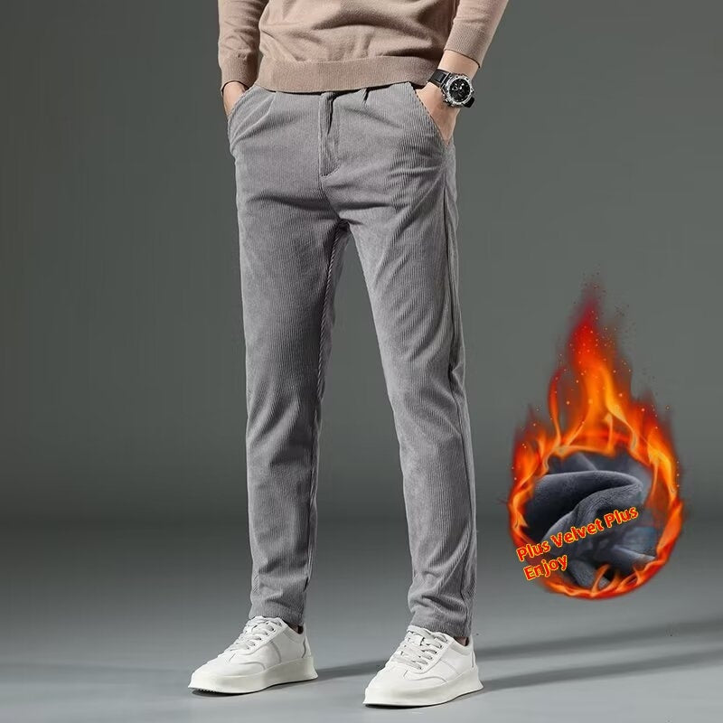 Men's Corduroy Pants in Fleece-Lined Fog Gray - Relient