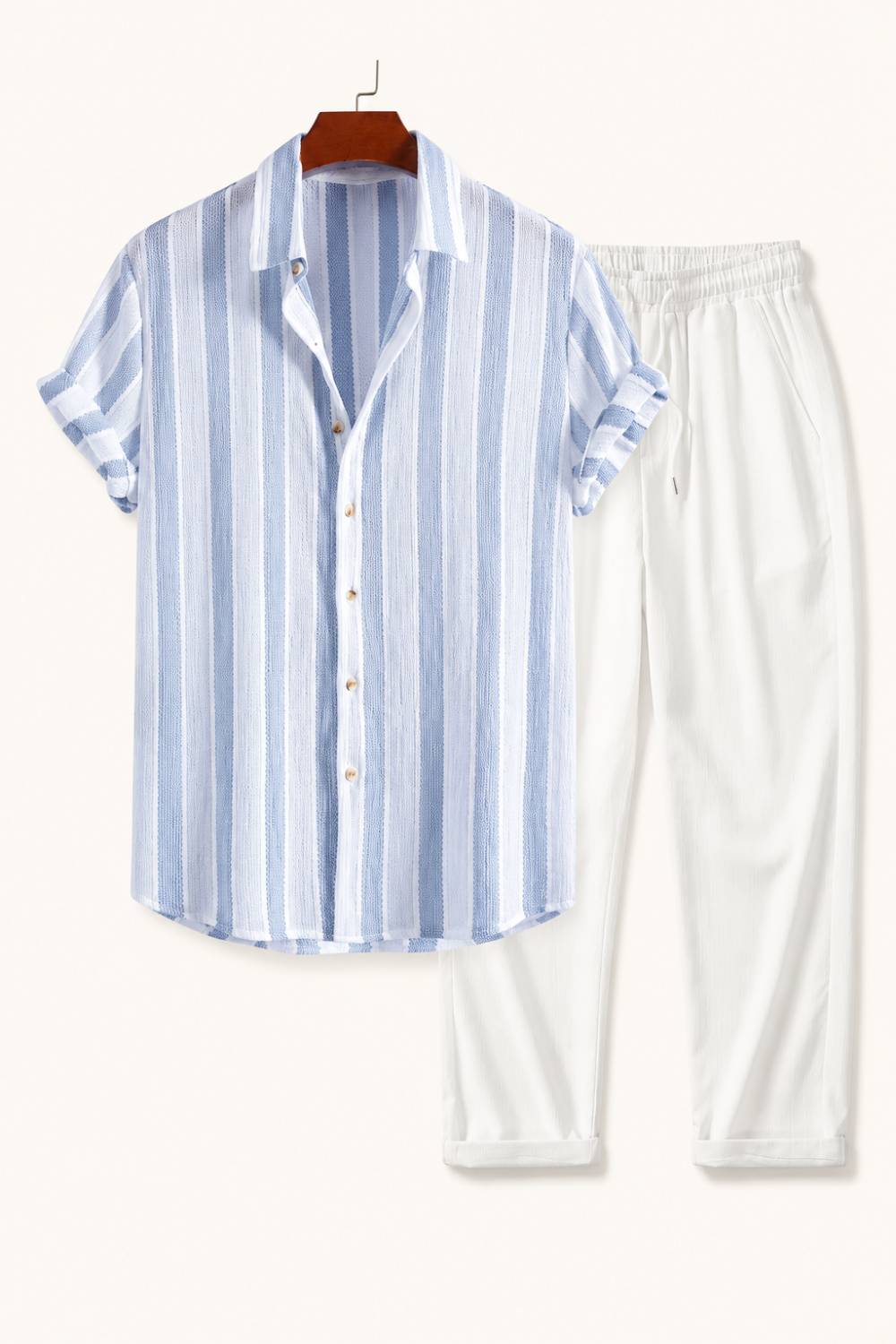 Men's Minimalist Lapel Shirt in Blue & White - Relient