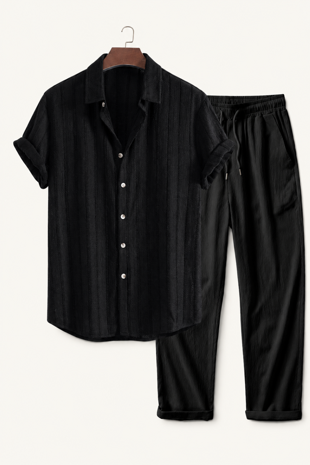 Men's Minimalist Lapel Shirt in Jet Black - Relient