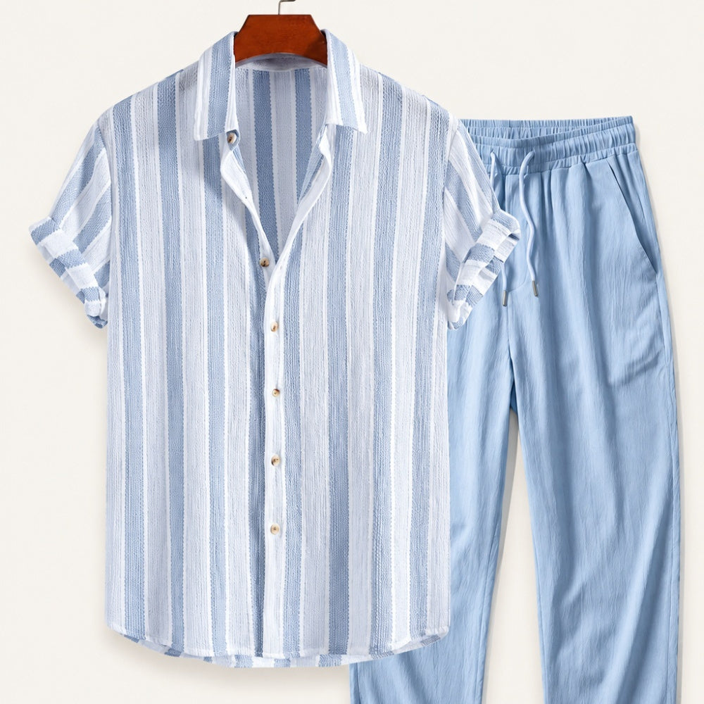Men's Minimalist Lapel Shirt in Ocean Blue - Relient