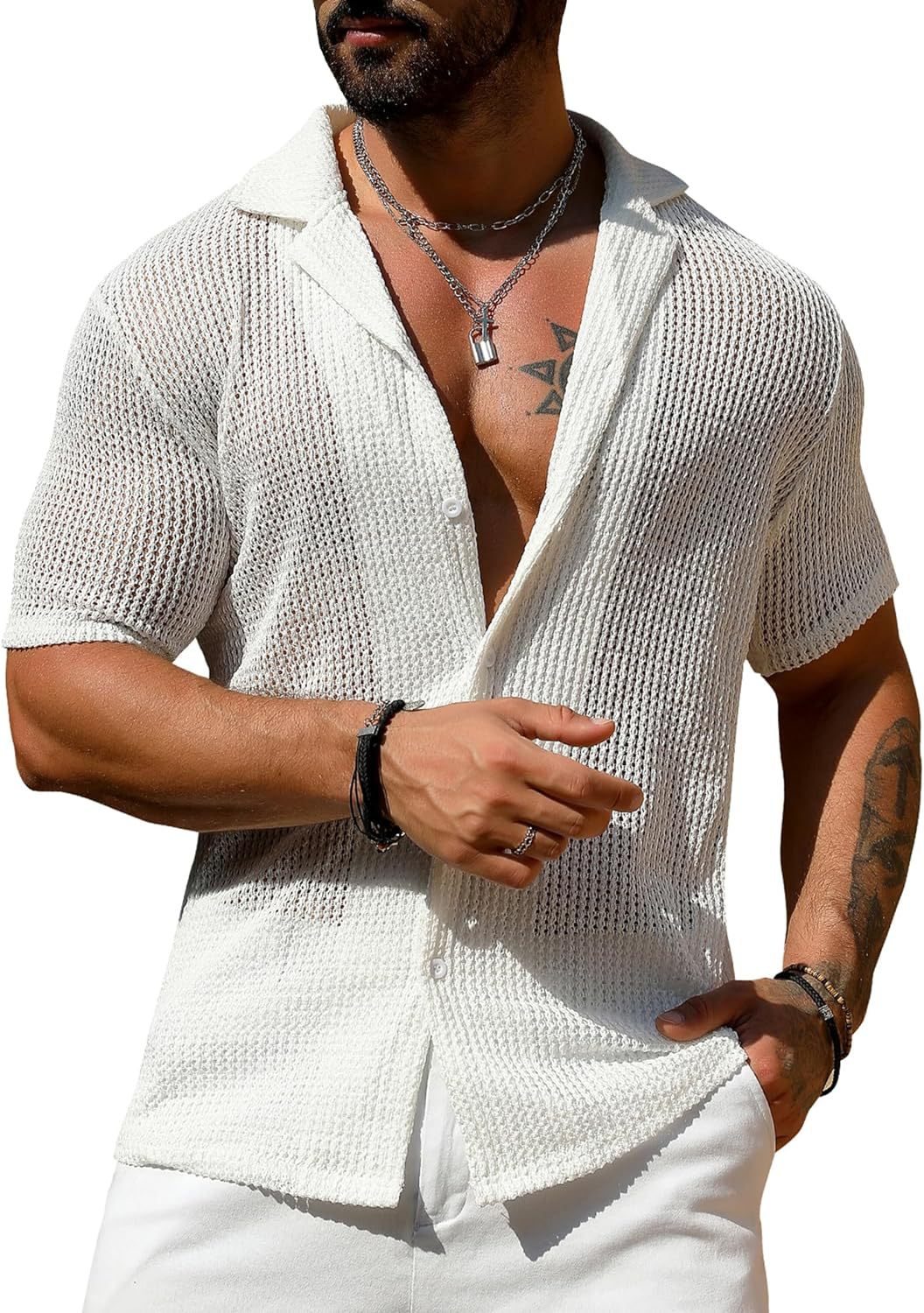 Men's Cardigan Shirt in Chalk White - Relient