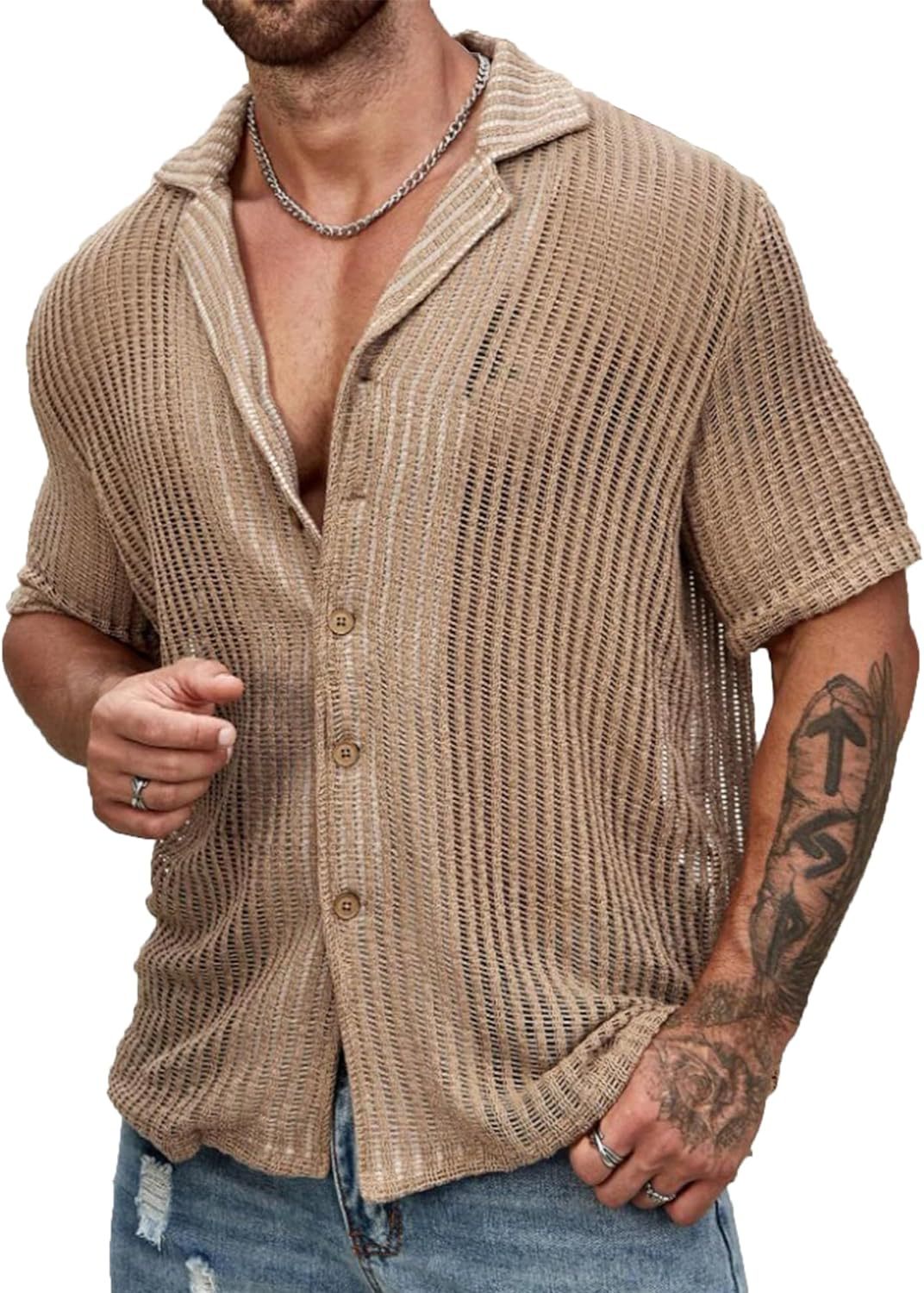 Men's Cardigan Shirt in Khaki - Relient