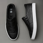 Men's PU Leather Loafers in Black & White - Relient
