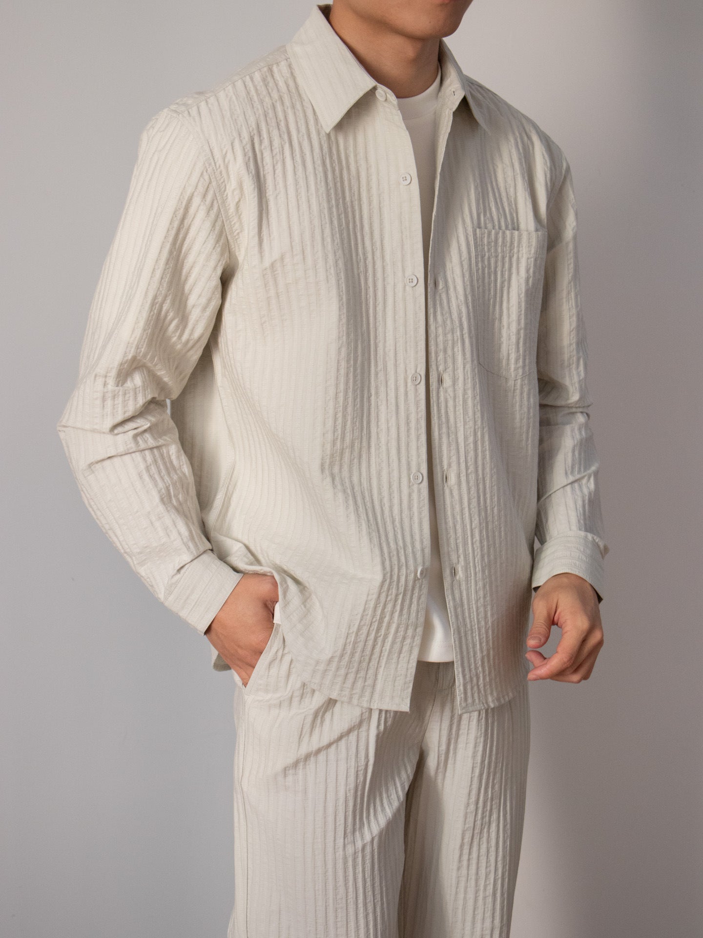 Men's Two-Piece Cardigan Set in Apricot - Relient