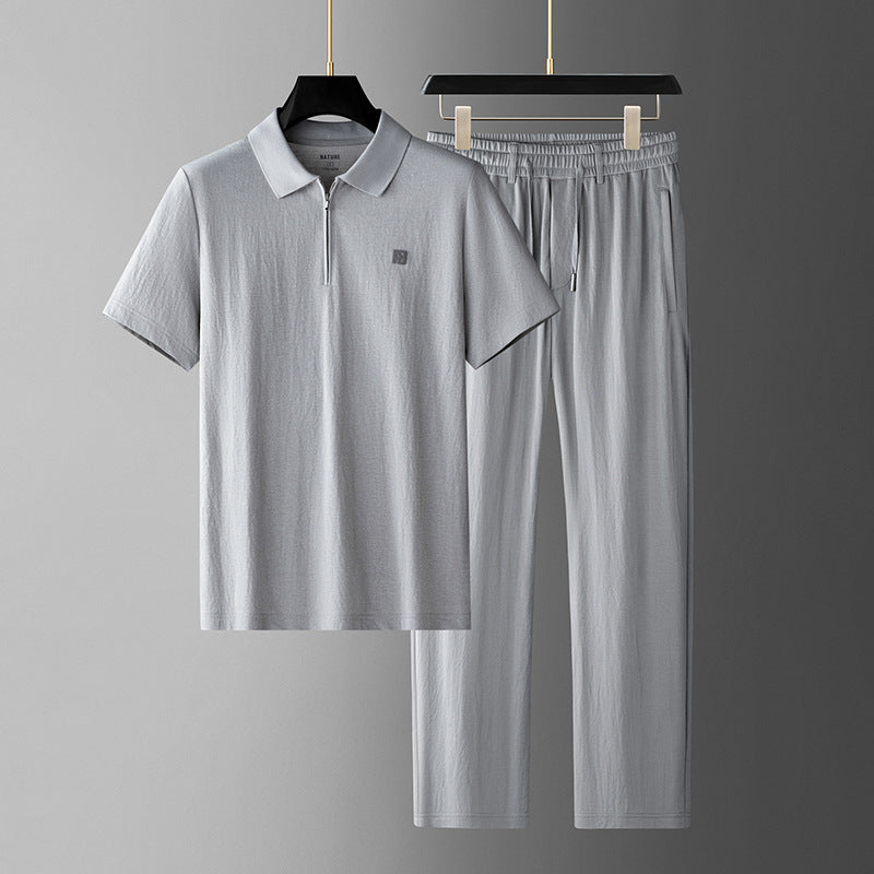 Men's Linen Two-Piece Set in Heather Gray - Relient