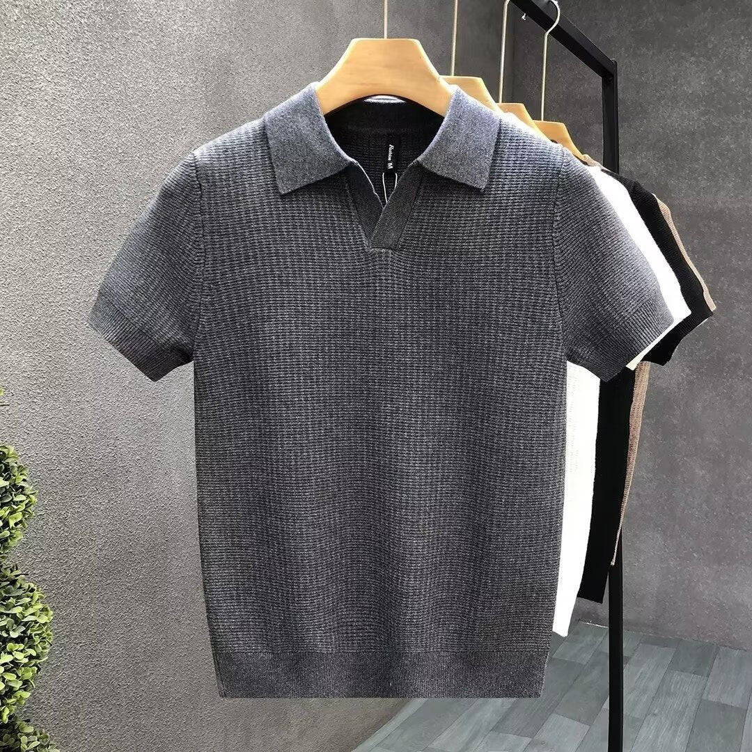 Men's Lapel Knit Polo in Slate Gray - Relient