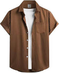 Men's Striped Short Sleeve Shirt in Brown Stripe - Relient