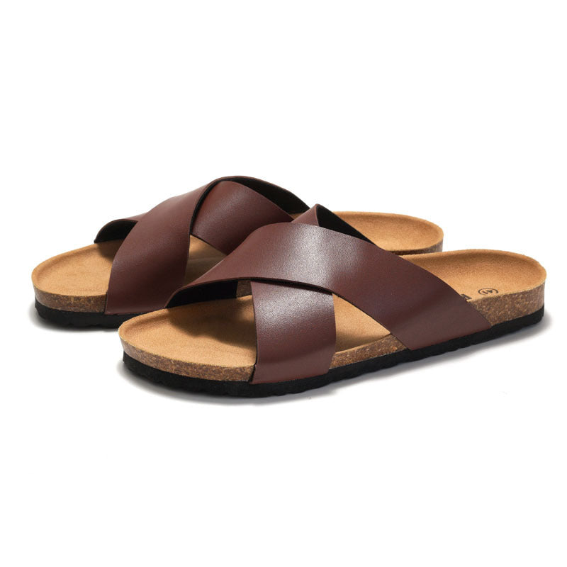Men's Cork Slide Sandals in Espresso Brown - Relient