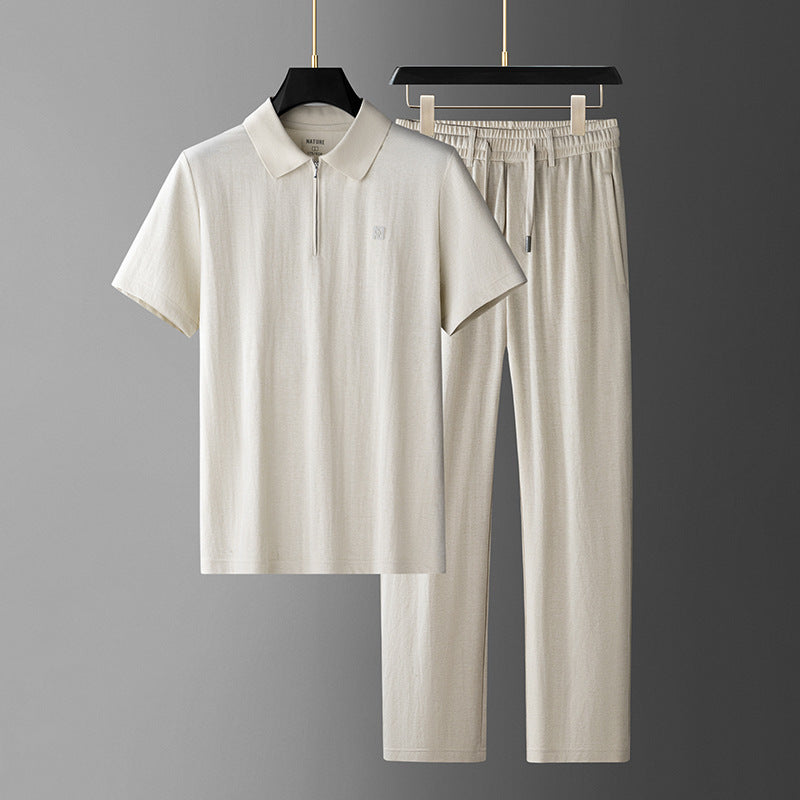 Men's Linen Two-Piece Set in Hemp Apricot - Relient