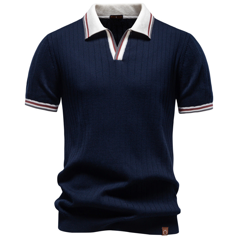 Men's Contrast Collar Polo in Midnight Navy - Relient