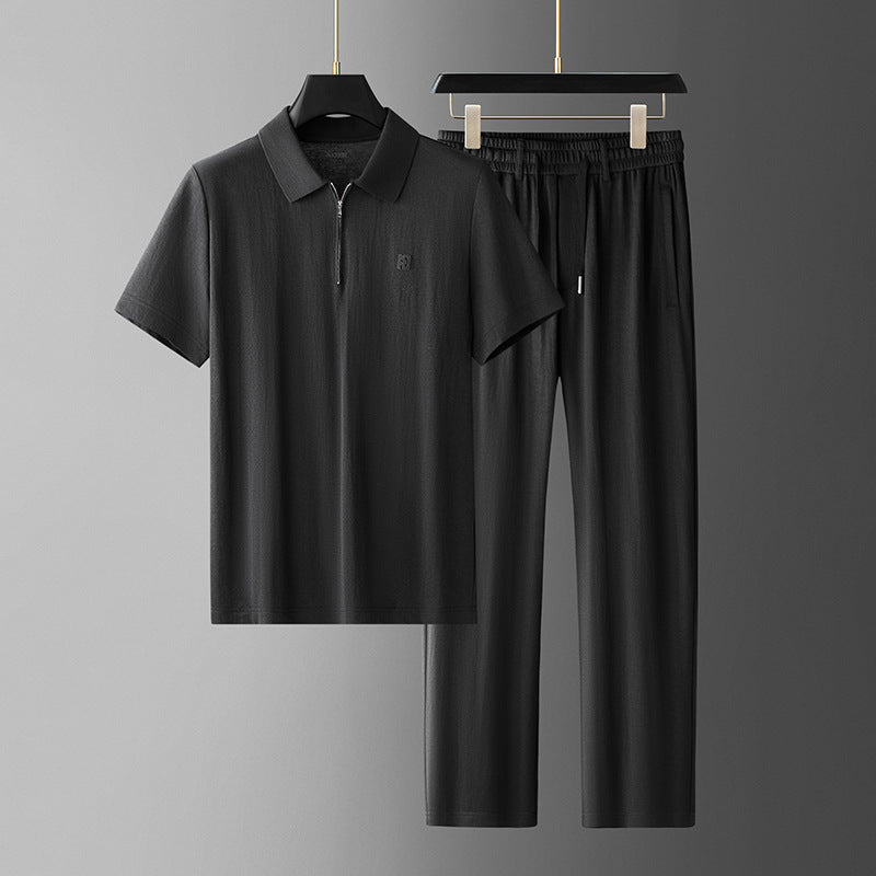Men's Linen Two-Piece Set in Jet Black - Relient