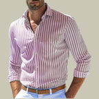 Men's Striped Long Sleeve Shirt in Lavender Pinstripe - Relient