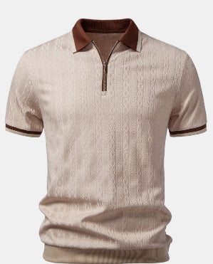 Men's Contrast Collar Polo in Khaki - Relient