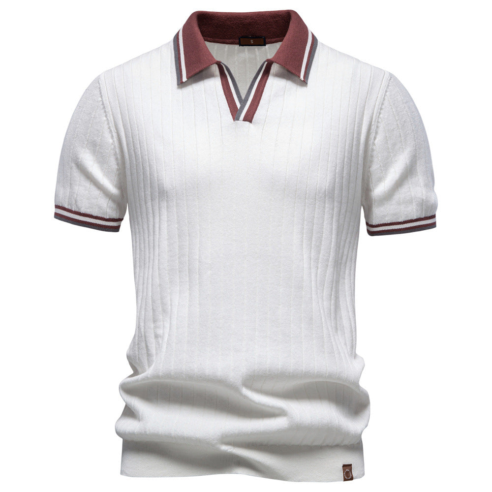 Men's Contrast Collar Polo in Apricot - Relient