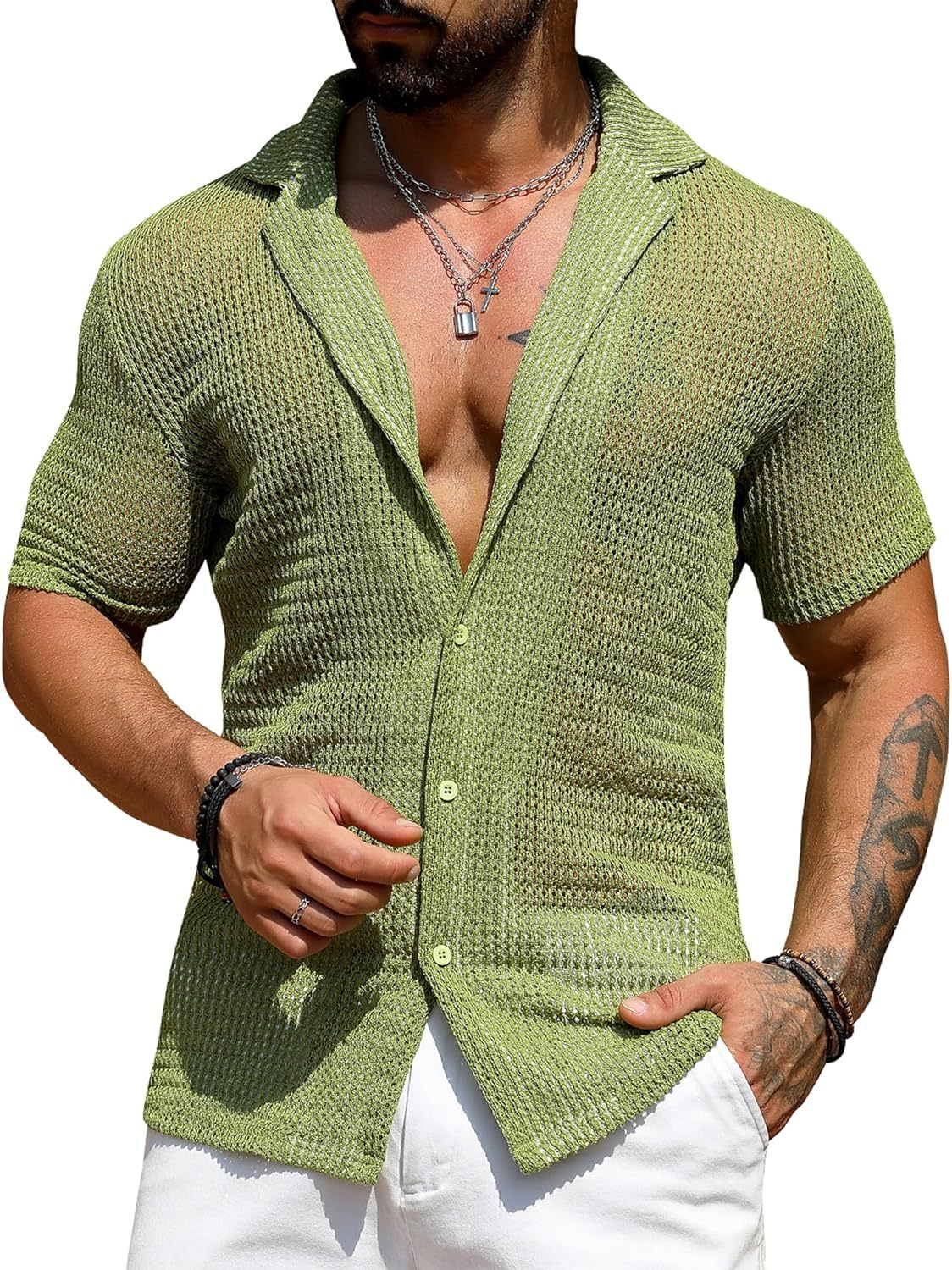 Men's Cardigan Shirt in Sage Green - Relient